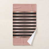 Monogram Moderne Zalm Roze Strepen op Zwart Bad Handdoek (Handdoek)