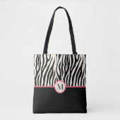 Monogram Moderne Zebra Print Safari Dierenpatroon Tote Bag (Voorkant)