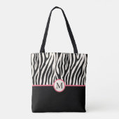 Monogram Moderne Zebra Print Safari Dierenpatroon Tote Bag (Achterkant)