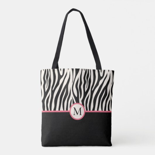 Monogram Moderne Zebra Print Safari Dierenpatroon Tote Bag (Achterkant)