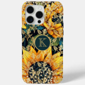 Monogram Moderne Zonnebloem Glitter Gepersonalisee Case-Mate iPhone Case (Achterkant)