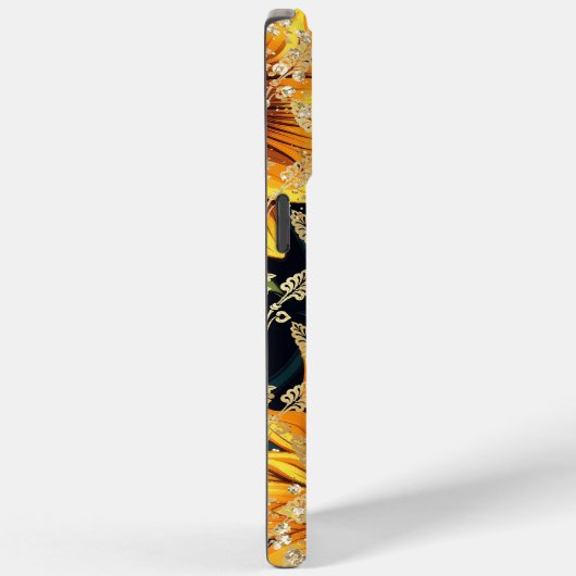 Monogram Moderne Zonnebloem Glitter Gepersonalisee Case-Mate iPhone Case (Achterkant / Rechts)