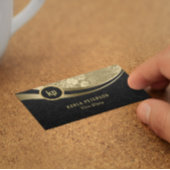 Monogram Moderne Zwart & Goud Dynamische Lijnen Za Visitekaartje