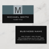 Monogram Moderne Zwart & Grijze Achtergrond Visitekaartje (Voorkant / Achterkant)