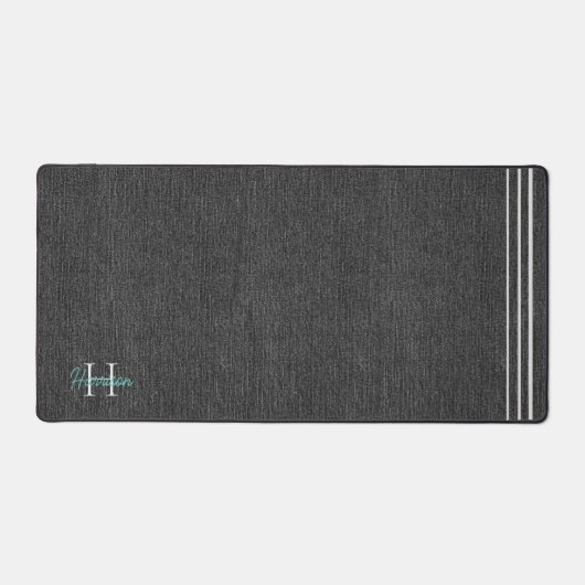 Monogram Moderne Zwarte Denim Print Platinum Accen Bureaumat (Voorkant)