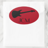 Monogram Moderne Zwarte Elektrische Gitaar op Donk Ovale Sticker (Tas)