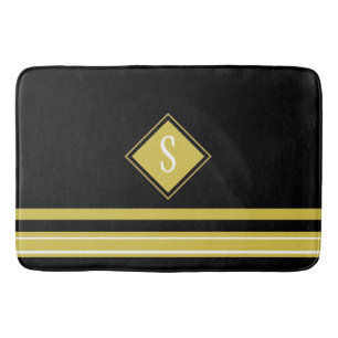 Monogram moderne zwarte en goudstapes badmat