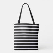 Monogram moderne zwarte en witte horizontale strep tote bag (Achterkant)