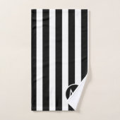 Monogram moderne zwarte en witte strepen bad handdoek (Handdoek)