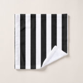 Monogram moderne zwarte en witte strepen bad handdoek (Wasdoekje)