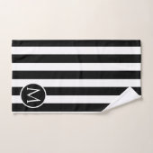 Monogram moderne zwarte en witte strepen bad handdoek (Handdoek)