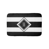 Monogram moderne zwarte en witte strepen badmat (Voorkant)