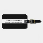 Monogram moderne zwarte en witte strepen bagagelabel (Voorkant horizontaal)