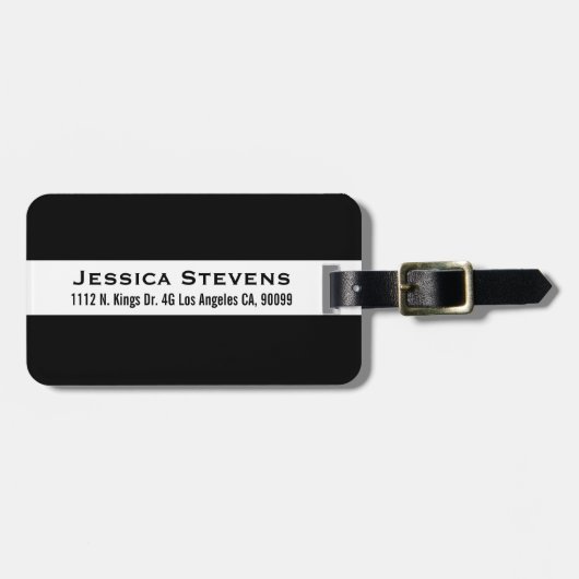 Monogram moderne zwarte en witte strepen bagagelabel (Voorkant horizontaal)
