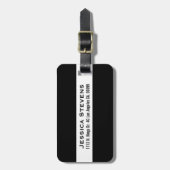Monogram moderne zwarte en witte strepen bagagelabel (Voorkant verticaal)