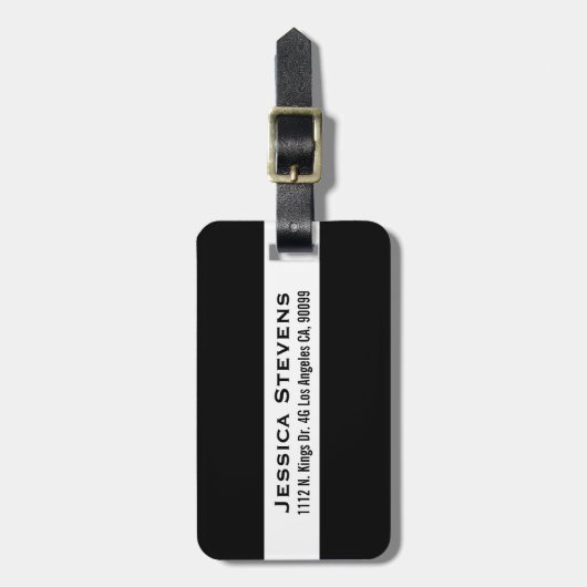 Monogram moderne zwarte en witte strepen bagagelabel (Voorkant verticaal)