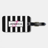 Monogram moderne zwarte en witte strepen bagagelabel (Achterkant horizontaal)