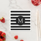 Monogram moderne zwarte en witte strepen servet (Insitu)