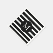 Monogram moderne zwarte en witte strepen servet (Hoek)