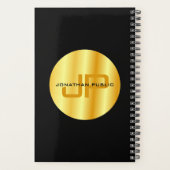 Monogram moderne zwarte goudSjabloon Planner (Achterkant)
