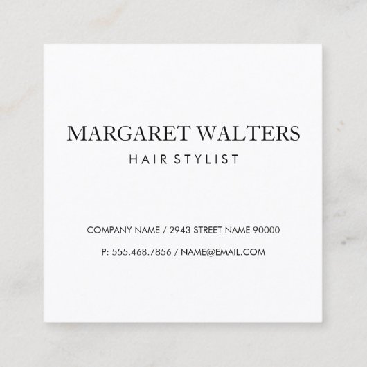 Monogram moderne zwarte witte strepen vierkante visitekaartje (Achterkant)