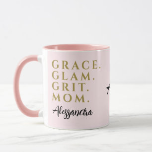 Monogram Moeder Citaat Inspirerend Pastel Roze Gou Mok