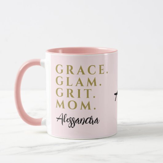 Monogram Moeder Citaat Inspirerend Pastel Roze Gou Mok (Links)