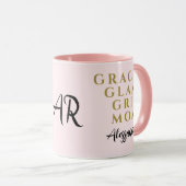 Monogram Moeder Citaat Inspirerend Pastel Roze Gou Mok (Voorkant rechts)