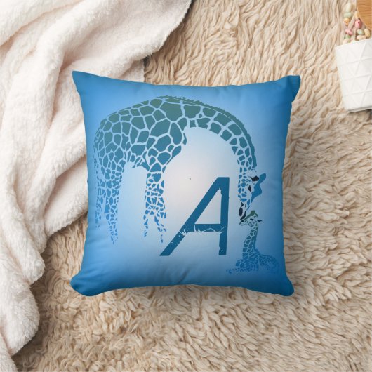 Monogram moeder en Baby | blauw Kussen (Deken)
