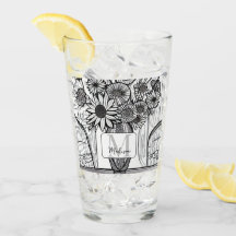 Monogram Moederdag Floral Art Glass Tumbler