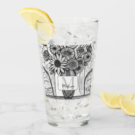Monogram Moederdag Floral Art Glass Tumbler