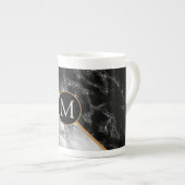 Monogram Mok - Black White Marble Stone (Voorkant rechts)