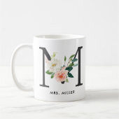 Monogram Mok, Floral Monogram M, Douane Cadeau Koffiemok (Links)