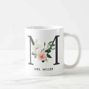 Monogram Mok, Floral Monogram M, Douane Cadeau Koffiemok
