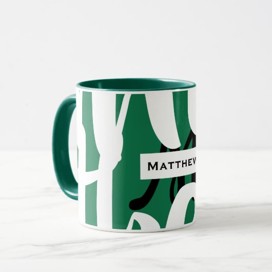 Monogram Mok Groen Zwart-wit (Voorkant links)