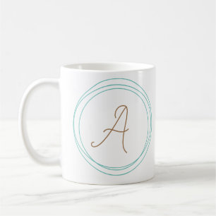 Monogram Mok in Blauwgroen/goud