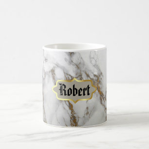 monogram Mok, marmer Roos Gold Koffiemok