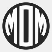 Monogram MOM zwart-wit en wit Ronde Sticker (Voorkant)