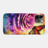 Monogram Monarchvlinder op Roos bij Zonsondergang Case-Mate iPhone Case (Achterkant (horizontaal))