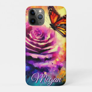 Monogram Monarchvlinder op Roos bij Zonsondergang Case-Mate iPhone Case