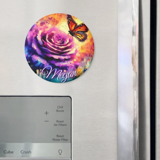 Monogram Monarchvlinder op Roos bij Zonsondergang Magneet (Insitu (Koelkast))