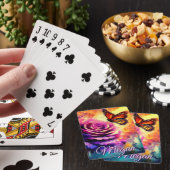 Monogram Monarchvlinder op Roos bij Zonsondergang Pokerkaarten (Insitu)