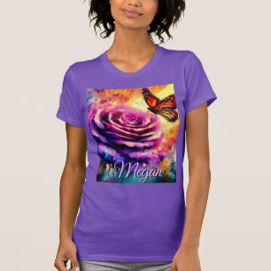 Monogram Monarchvlinder op Roos bij Zonsondergang  T-shirt
