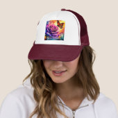 Monogram Monarchvlinder op Roos bij Zonsondergang Trucker Pet (In situ)