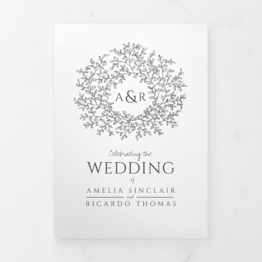 Monogram mono verlaat de bruiloft helemaal in één drieluik uitnodiging (Cover)