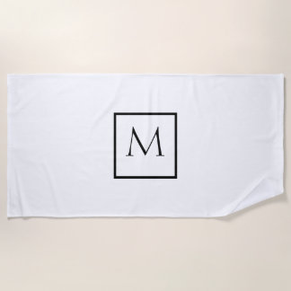 Monogram monochrome minimalistische rechthoek strandlaken