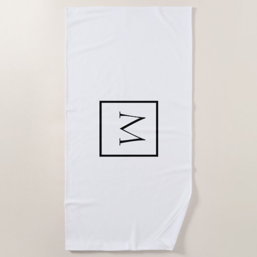 Monogram monochrome minimalistische rechthoek strandlaken (Voorkant)
