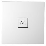 Monogram monochrome minimalistische rechthoek tegeltje<br><div class="desc">Elegant Monogram. Koel zwarte achtergrond. Naam, adres, telefoon, website en e-mail invoegen</div>