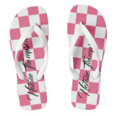 Monogram monogram Geruit roze en wit voor haar Teenslippers (Voetbed)