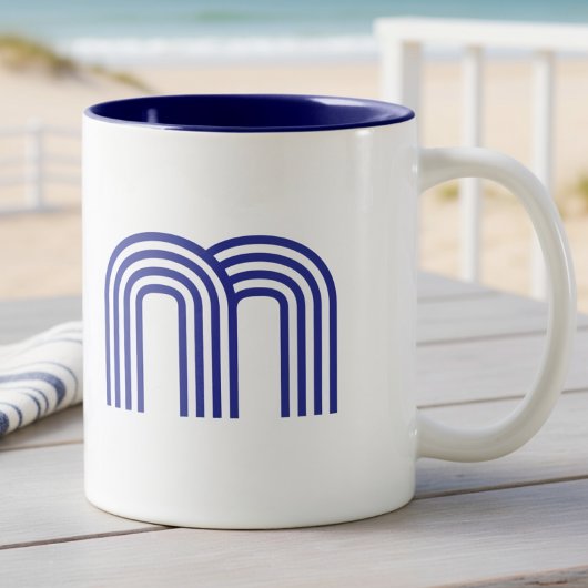 Monogram Monogram Initial Blauw Modern Eenvoudig Koffiemok